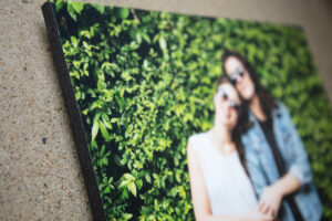 Corner of a photo printed and mounted onto 10mm black foam