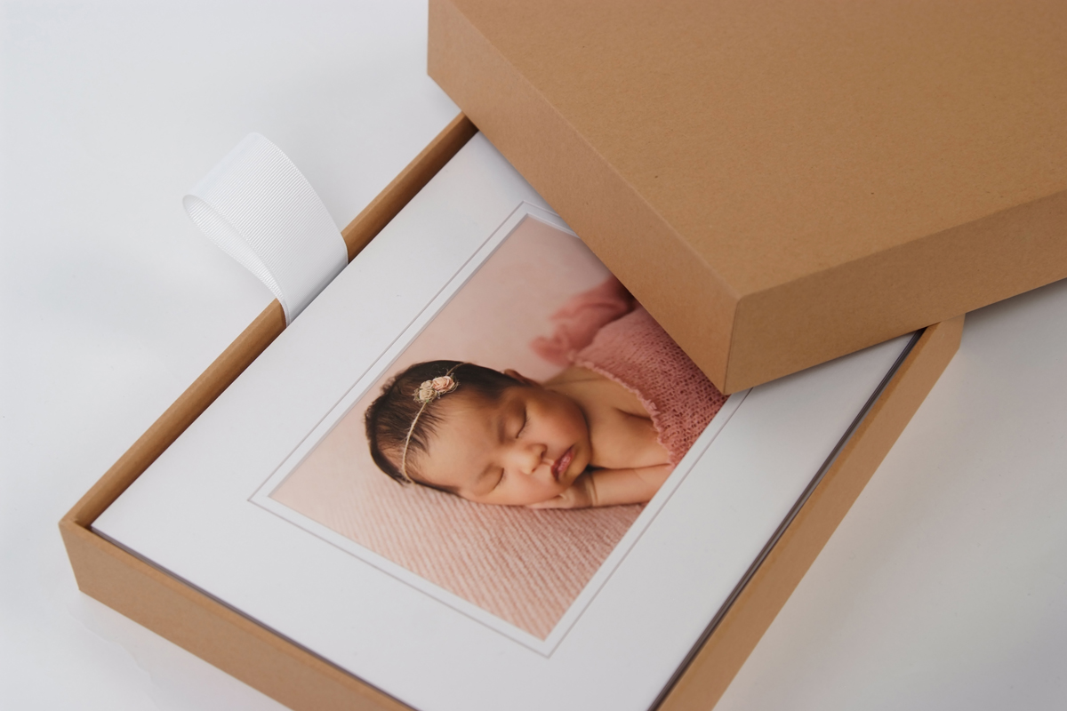 beautiful image presentation in craft box with matted prints