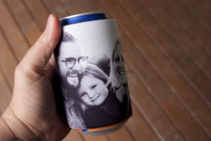 Photo of a family on a beer cooler