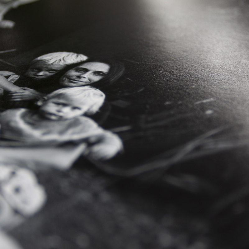 black and white family photo printed on Ilford gold fibre gloss
