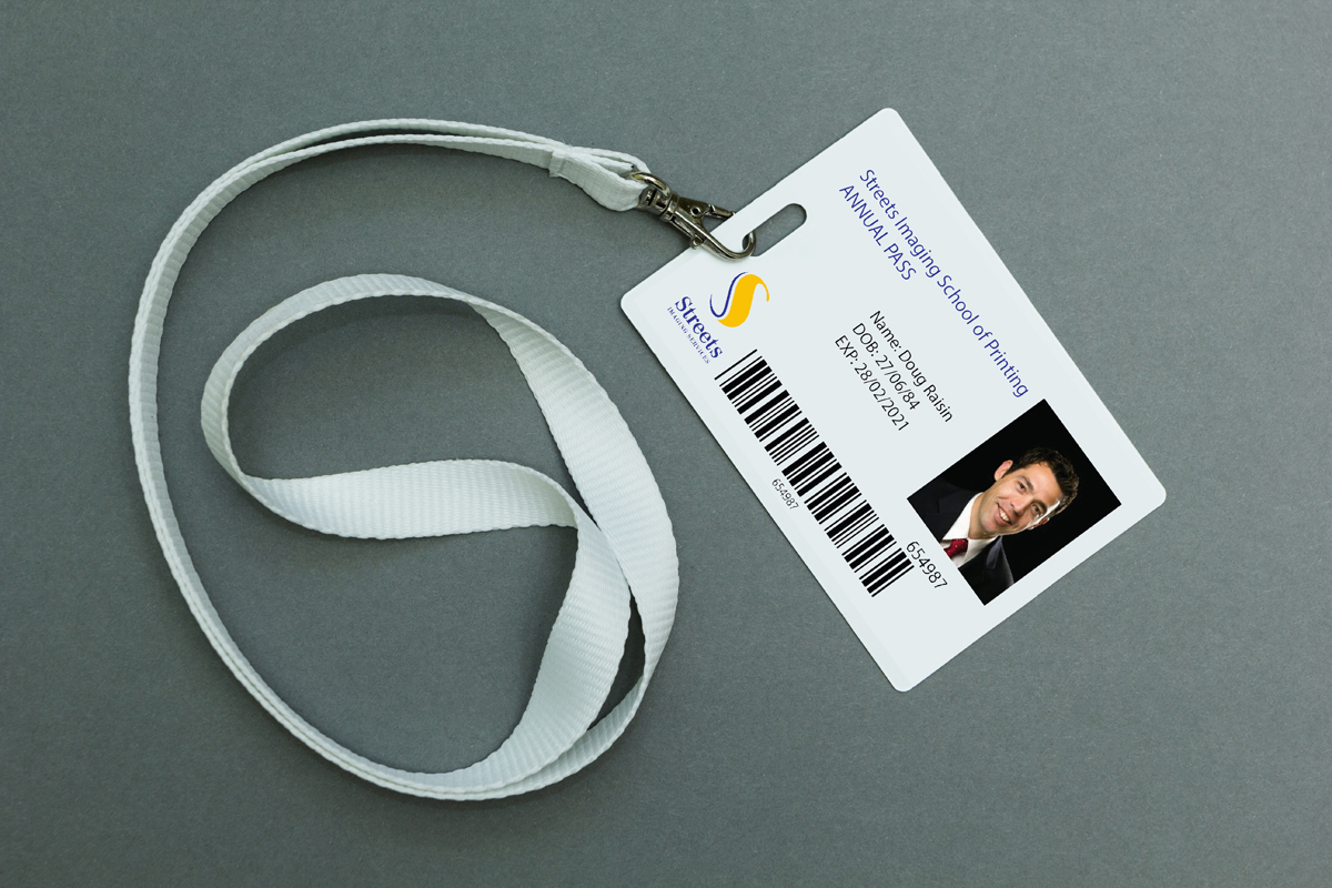 Lanyard with custom ID card printing with barcode and portriat