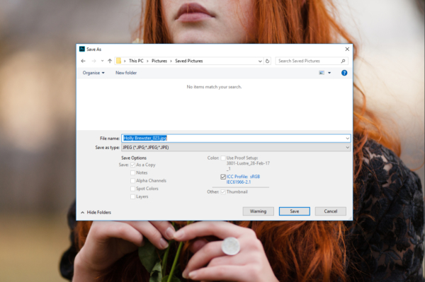 Screenshot of photoshop SaveAs dialog box demonstrating how to save your images for print